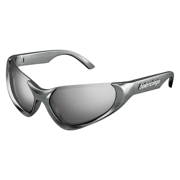 New Authentic  BALENCIAGA Silver Semi Rimless Rectangle BB0202S 002 Sunglasses W - Picture 1 of 4